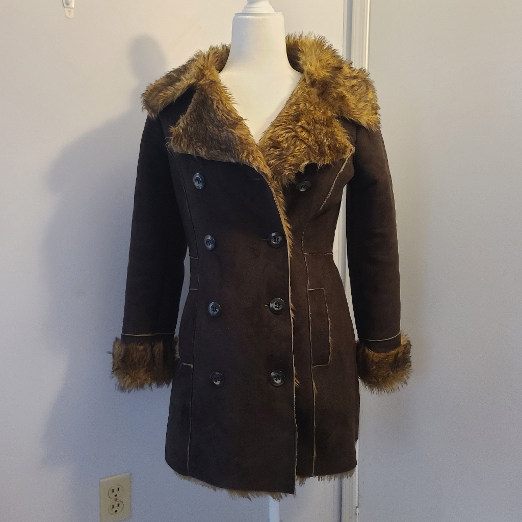 Bershka Brown Fur Coat